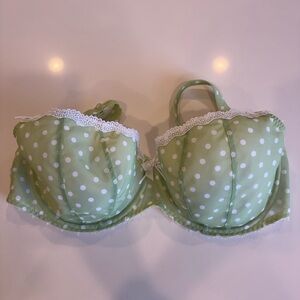 Freya Green Polka Dot Bra with Lace Trim 30G